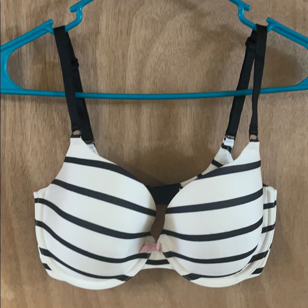 VC black and white striped Demi bra